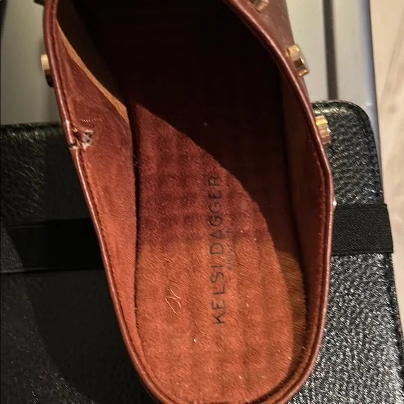 Kelsi Dagger Brown Leather Studded Sandals - Picture 2 of 10